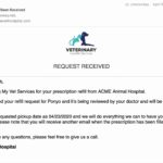 Client email for prescription refill pickup